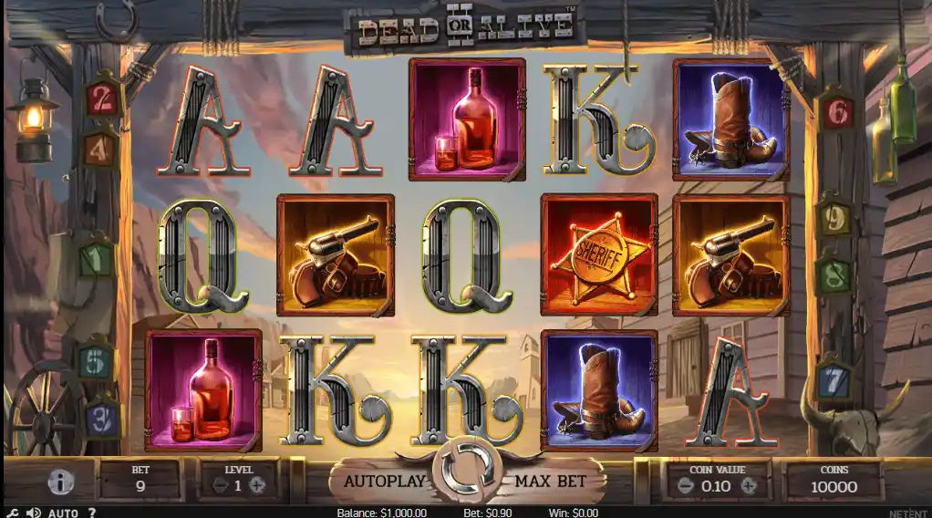 Dead or Alive 2 - Slot western avec spins gratuits et volatilité élevée