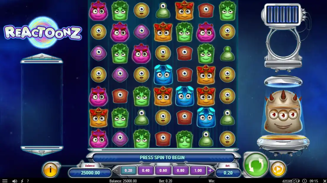 Reactoonz - Slot en grille avec créatures et bonus chaotiques